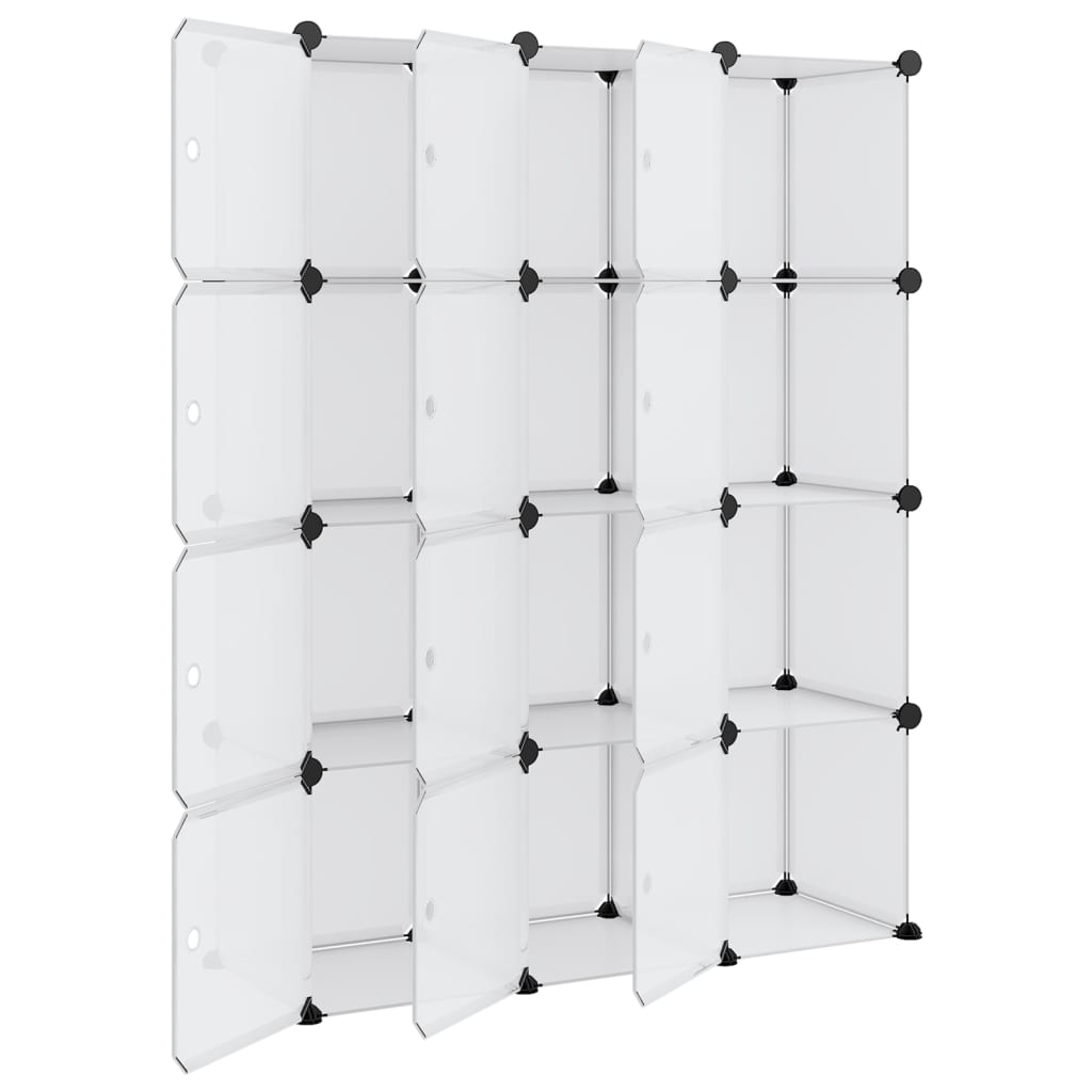 Opbergmeubel Met 2 Vakken En Deuren Polypropeen 94 x 31.5 x 123.5 cm Transparant en wit