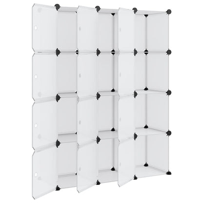 Opbergmeubel Met 2 Vakken En Deuren Polypropeen 94 x 31.5 x 123.5 cm Transparant en wit