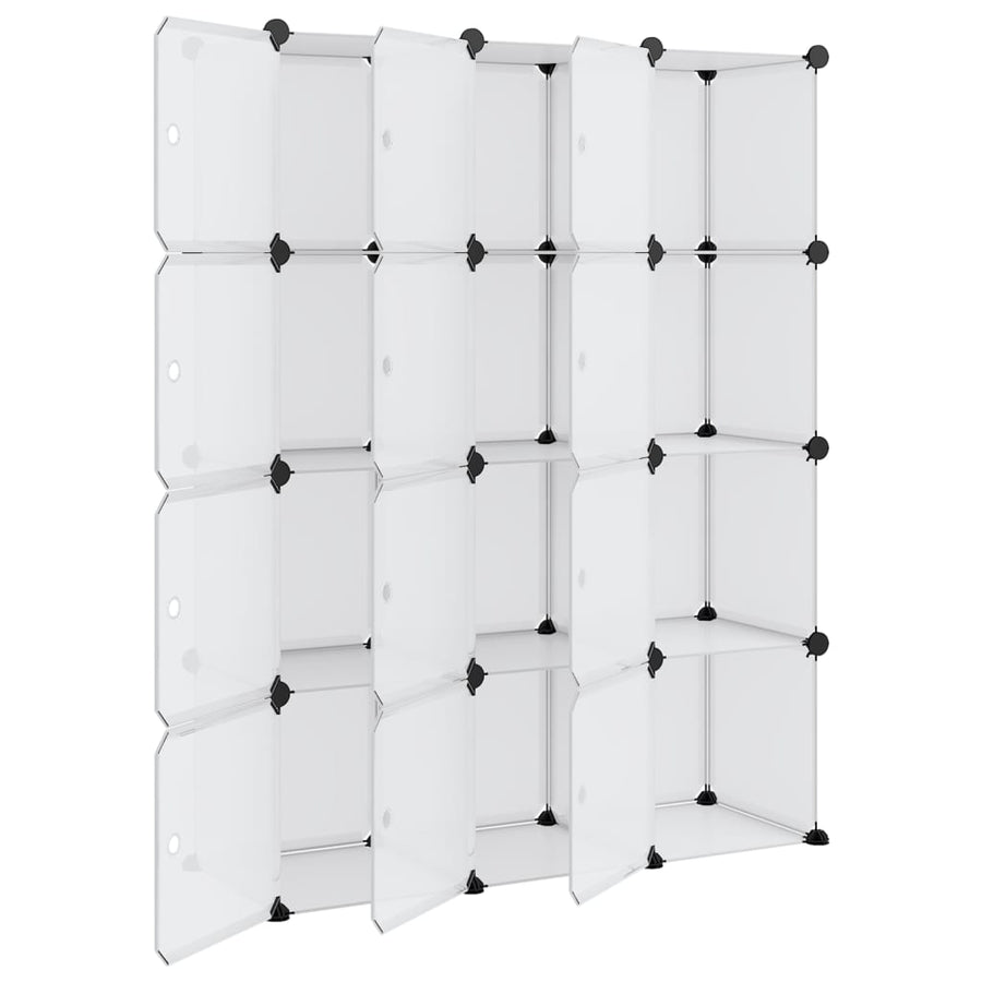 Opbergmeubel Met 2 Vakken En Deuren Polypropeen 94 x 31.5 x 123.5 cm Transparant en wit