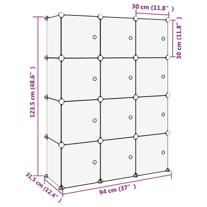 Opbergmeubel Met 2 Vakken En Deuren Polypropeen 94 x 31.5 x 123.5 cm Transparant en wit