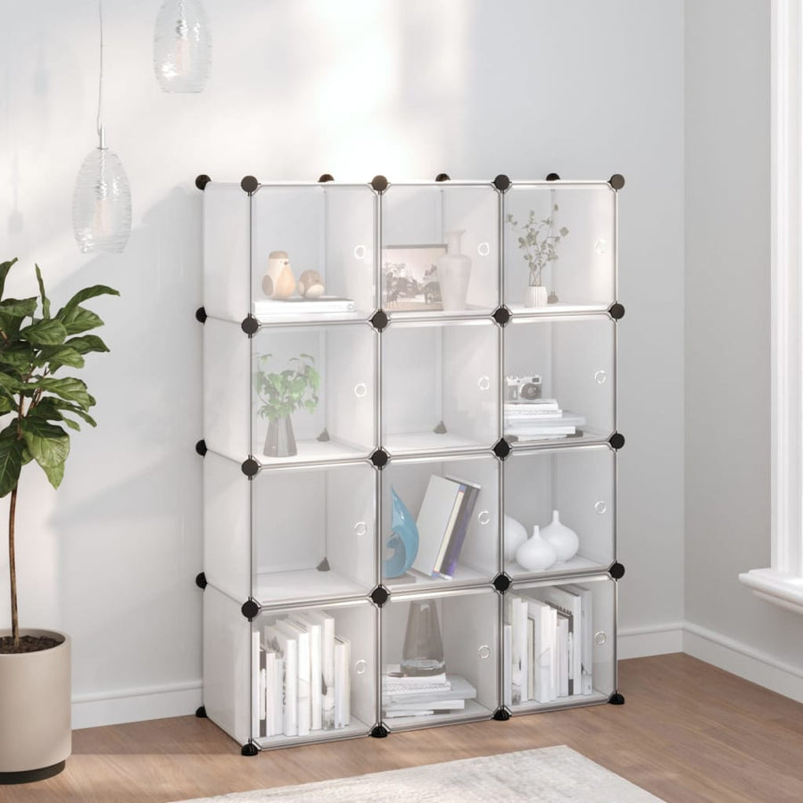 Opbergmeubel Met 2 Vakken En Deuren Polypropeen 94 x 31.5 x 123.5 cm Transparant en wit