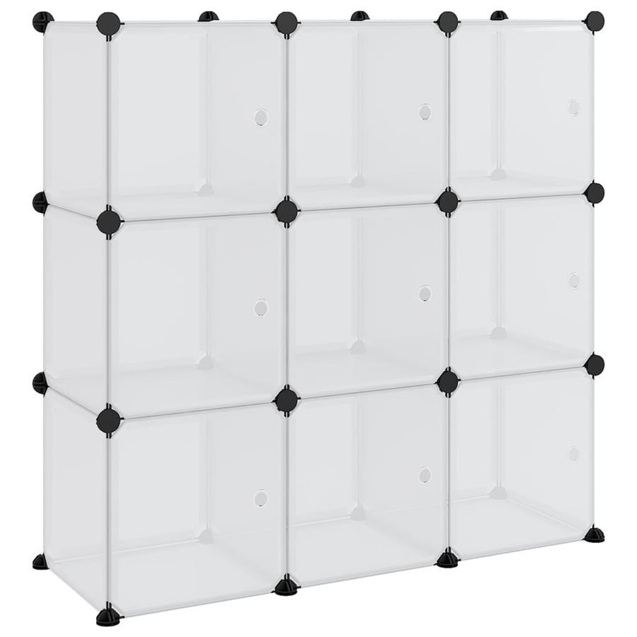 Opbergmeubel Met 9 Vakken En Deuren Polypropeen 94.5 x 31.5 x 94 cm Transparant en wit