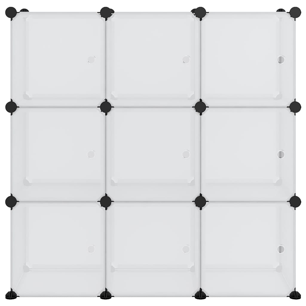Opbergmeubel Met 9 Vakken En Deuren Polypropeen 94.5 x 31.5 x 94 cm Transparant en wit