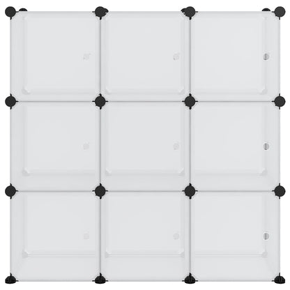 Opbergmeubel Met 9 Vakken En Deuren Polypropeen 94.5 x 31.5 x 94 cm Transparant en wit