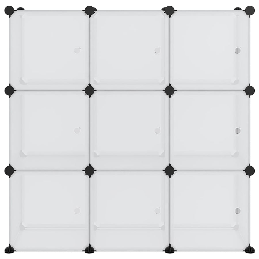 Opbergmeubel Met 9 Vakken En Deuren Polypropeen 94.5 x 31.5 x 94 cm Transparant en wit