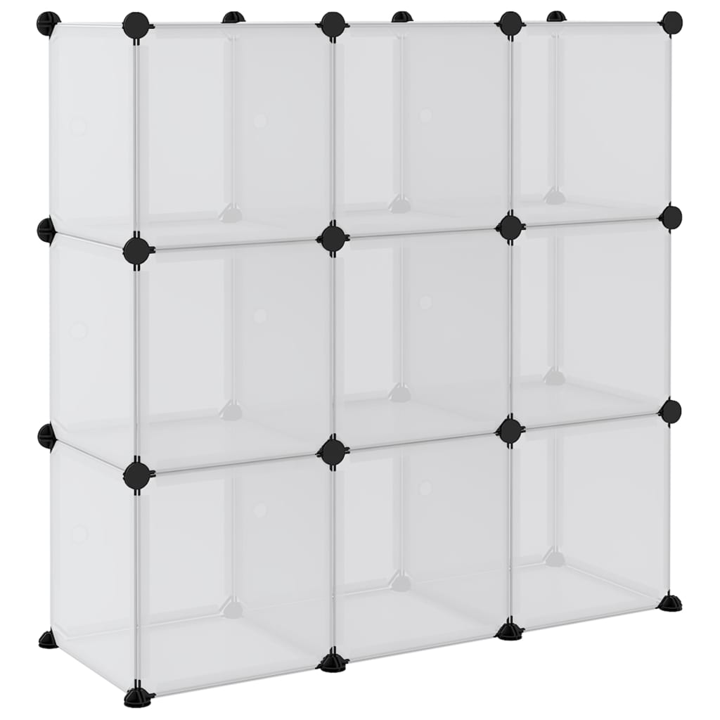 Opbergmeubel Met 9 Vakken En Deuren Polypropeen 94.5 x 31.5 x 94 cm Transparant en wit