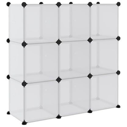 Opbergmeubel Met 9 Vakken En Deuren Polypropeen 94.5 x 31.5 x 94 cm Transparant en wit