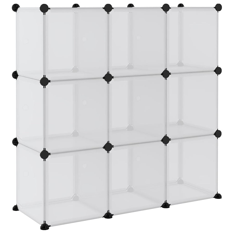 Opbergmeubel Met 9 Vakken En Deuren Polypropeen 94.5 x 31.5 x 94 cm Transparant en wit