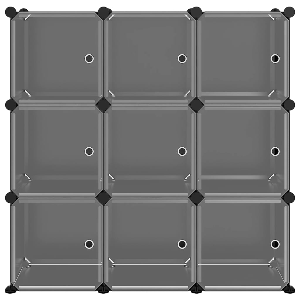 Opbergmeubel Met 9 Vakken En Deuren Polypropeen 94.5 x 31.5 x 93.5 cm Zwart en transparant