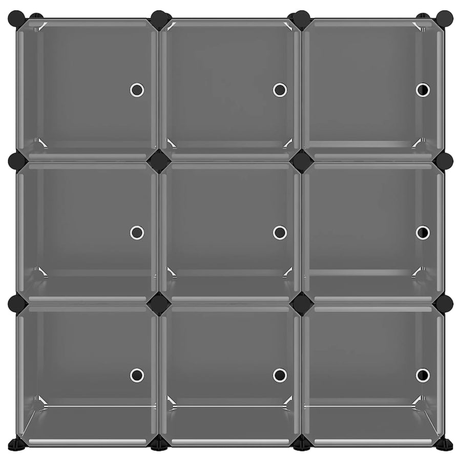 Opbergmeubel Met 9 Vakken En Deuren Polypropeen 94.5 x 31.5 x 93.5 cm Zwart en transparant