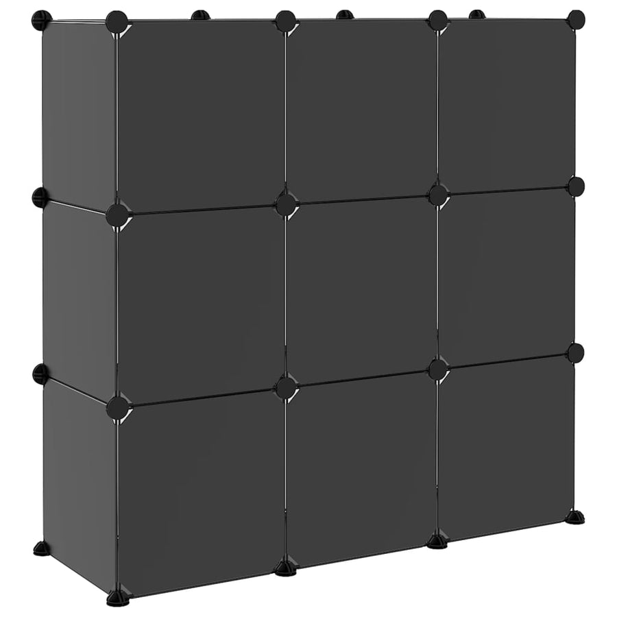 Opbergmeubel Met 9 Vakken En Deuren Polypropeen 94.5 x 31.5 x 93.5 cm Zwart en transparant