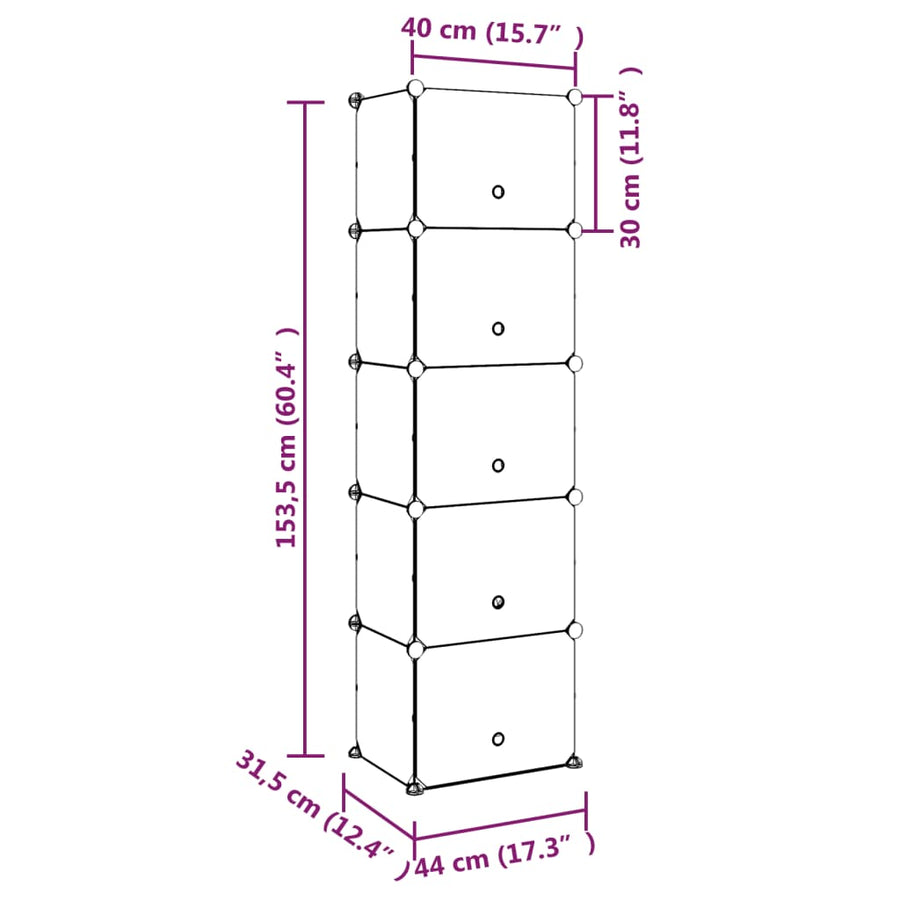 Schoenenrek 44X3,5X53,5 Cm Polypropeen Transparant 44 x 31.5 x 153.5 cm Doorzichtig