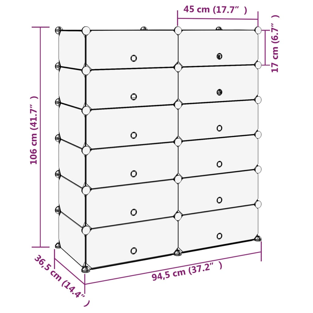 Schoenenrek 94,5X36,5X06 Cm Polypropeen Transparant 94.5 x 36.5 x 106 cm Doorzichtig