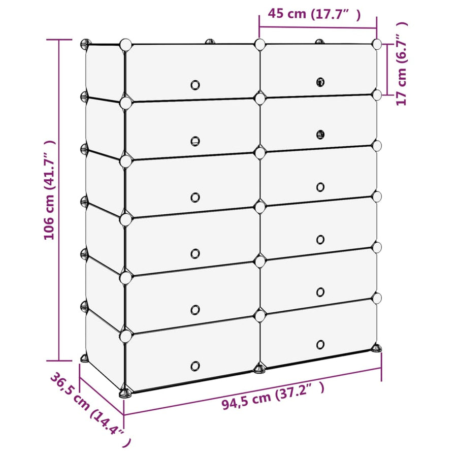Schoenenrek 94,5X36,5X06 Cm Polypropeen Transparant 94.5 x 36.5 x 106 cm Doorzichtig