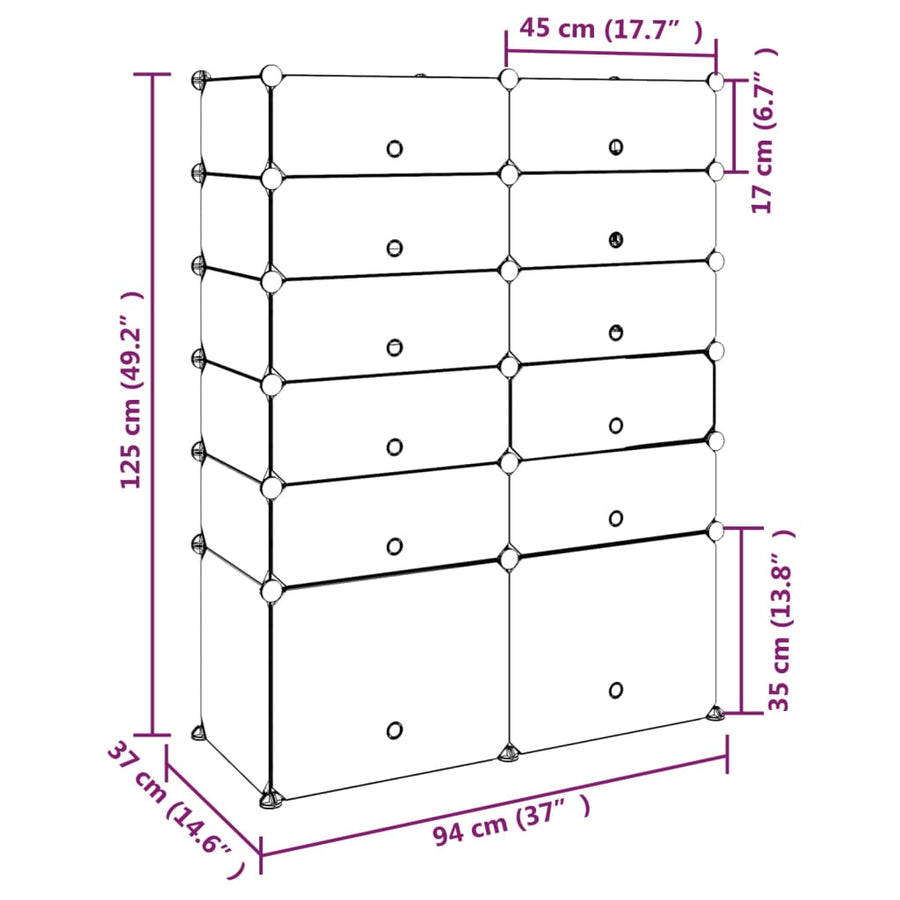 Schoenenrek 94X37X125 Cm Polypropeen Zwart