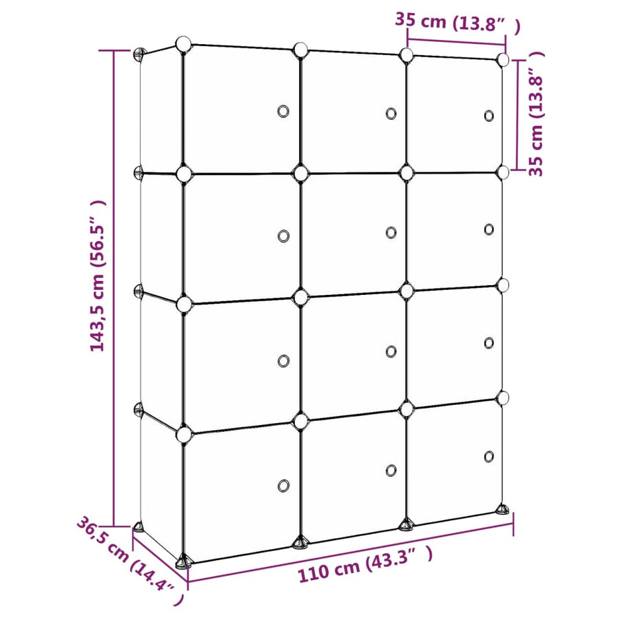 Kinderopbergmeubel Met 2 Vakken Polypropeen 110 x 36.5 x 143.5 cm Groen