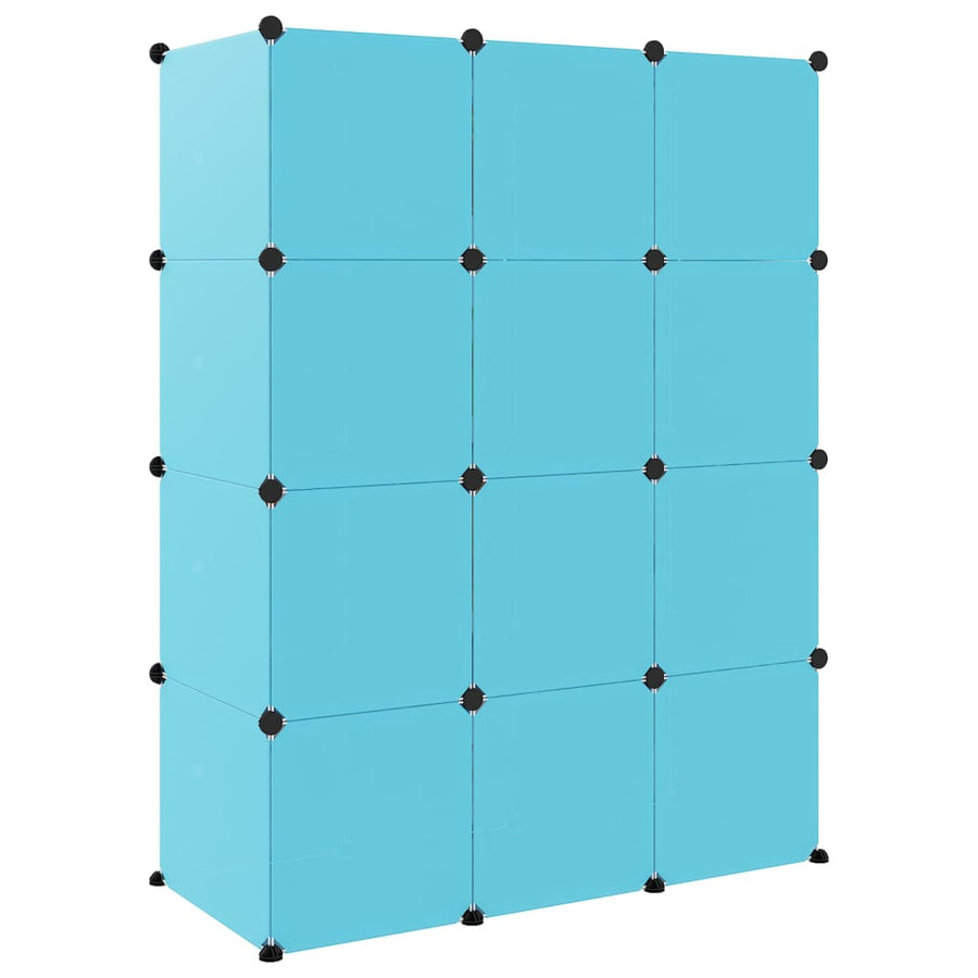 Kinderopbergmeubel Met 12 Vakken Polypropeen Blauw