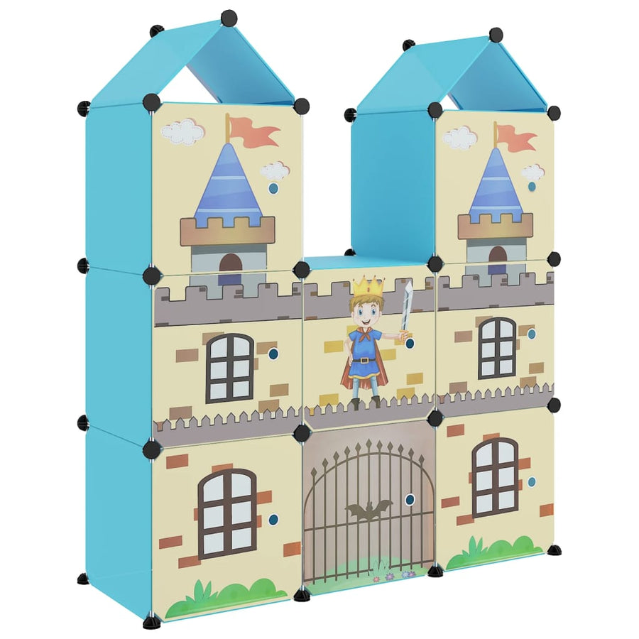 Kinderopbergmeubel Met 8 Vakken Polypropeen 109.5 x 36.5 x 127 cm Blauw