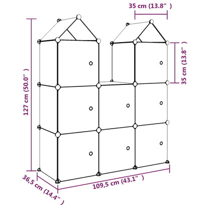 Kinderopbergmeubel Met 8 Vakken Polypropeen 109.5 x 36.5 x 127 cm Blauw