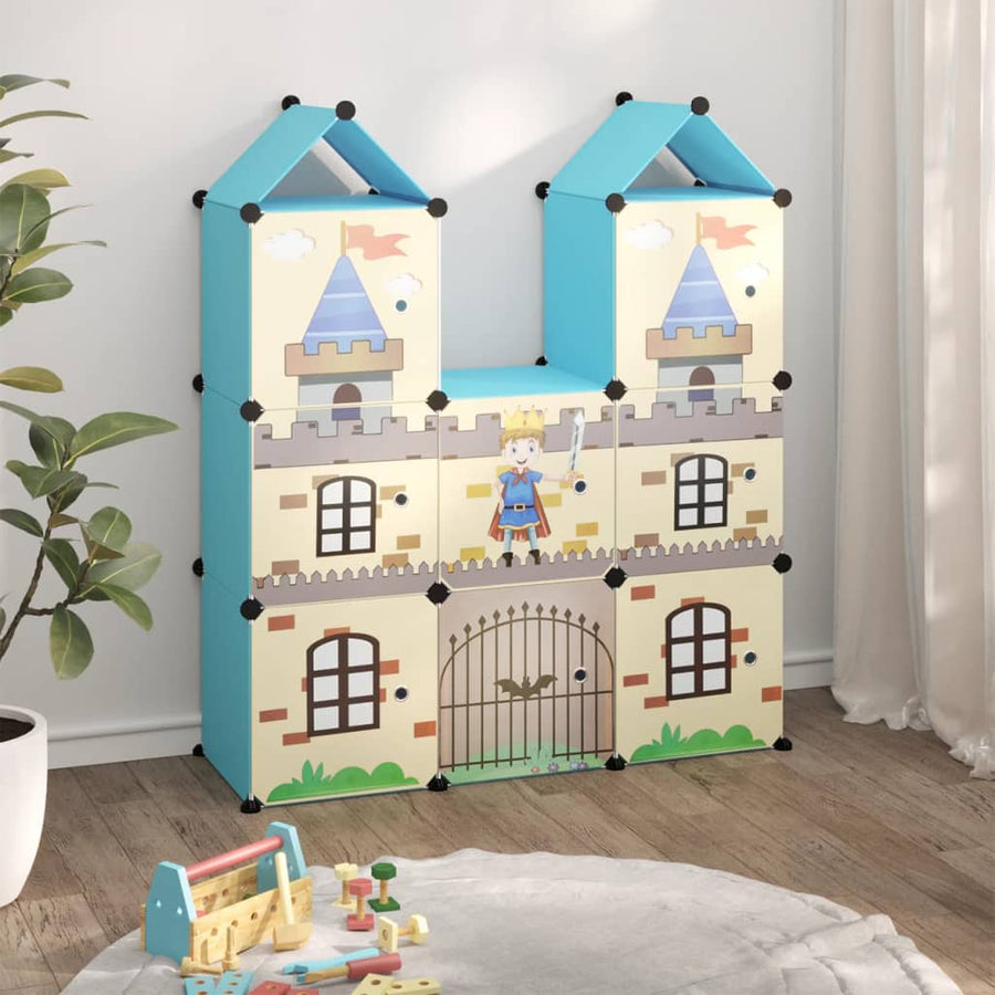 Kinderopbergmeubel Met 8 Vakken Polypropeen 109.5 x 36.5 x 127 cm Blauw