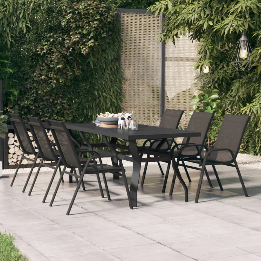 Tuintafel Staal En Glas 180 x 80 x 70 cm Zwart