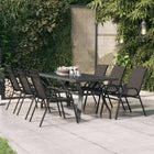 Garden table 180x80x70 cm steel and glass grey and black
