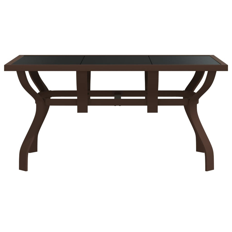 Tuintafel Staal En Glas 140 x 70 x 70 cm Bruin en zwart