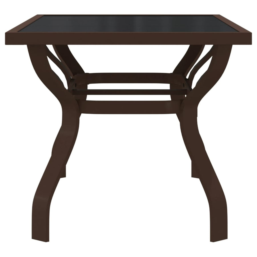 Tuintafel Staal En Glas 140 x 70 x 70 cm Bruin en zwart