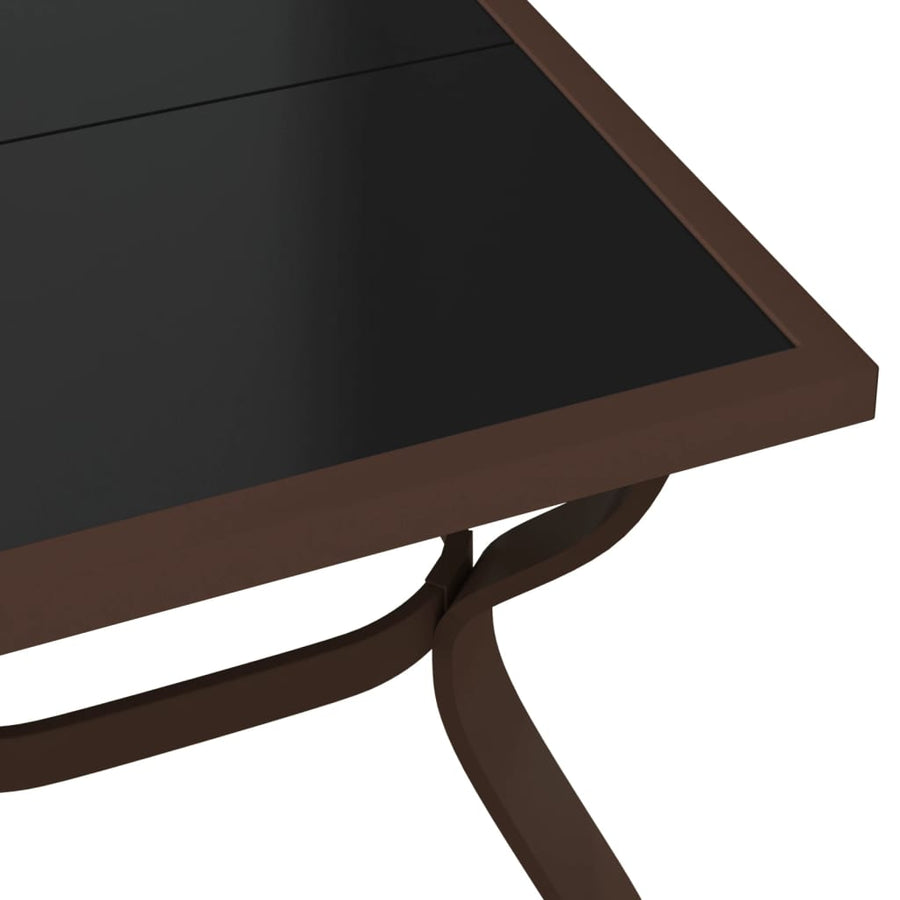 Tuintafel Staal En Glas 140 x 70 x 70 cm Bruin en zwart