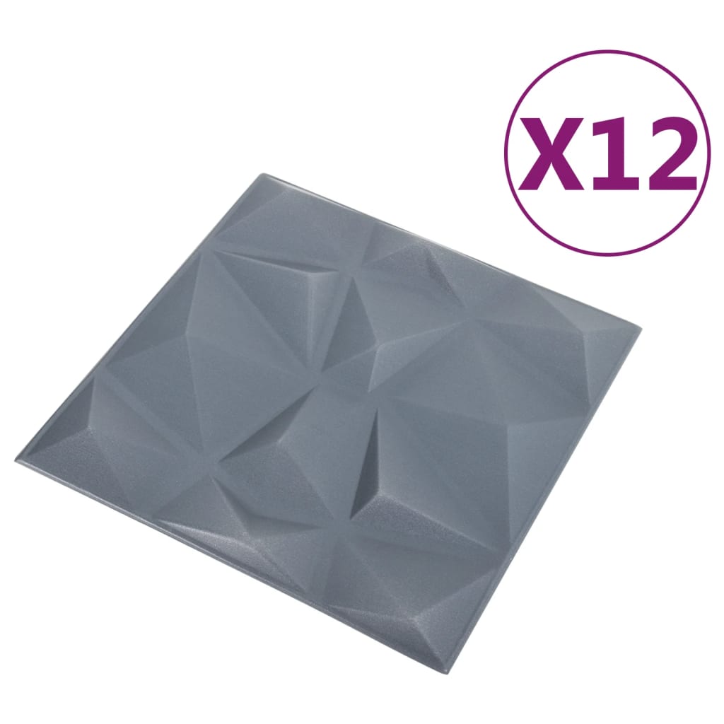 Wandpanelen 3D 3 M² 50X50 Cm 12 Diamantgrijs