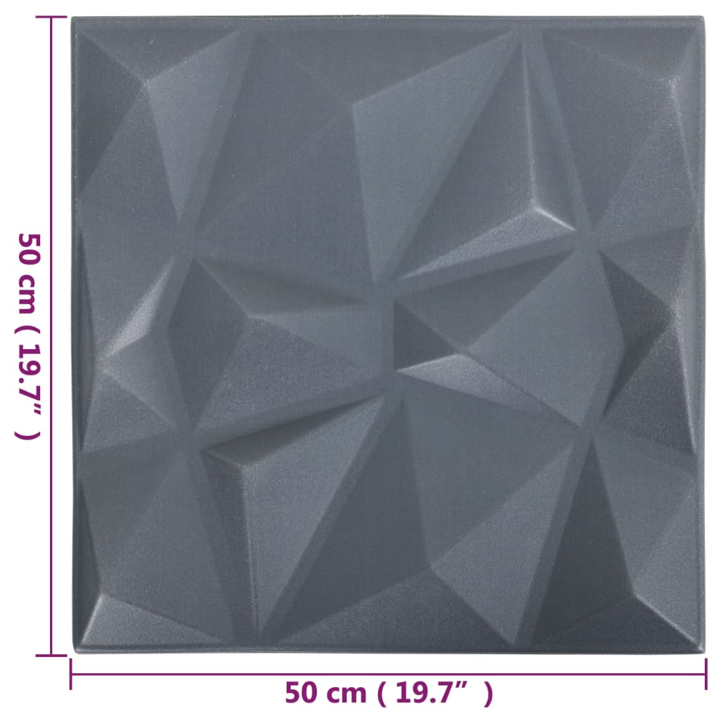 Wandpanelen 3D 3 M² 50X50 Cm 12 Diamantgrijs