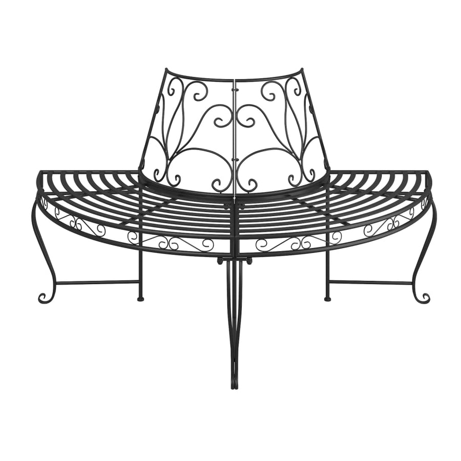 Boombanken 2 St Halfrond Ø160 Cm Staal Zwart