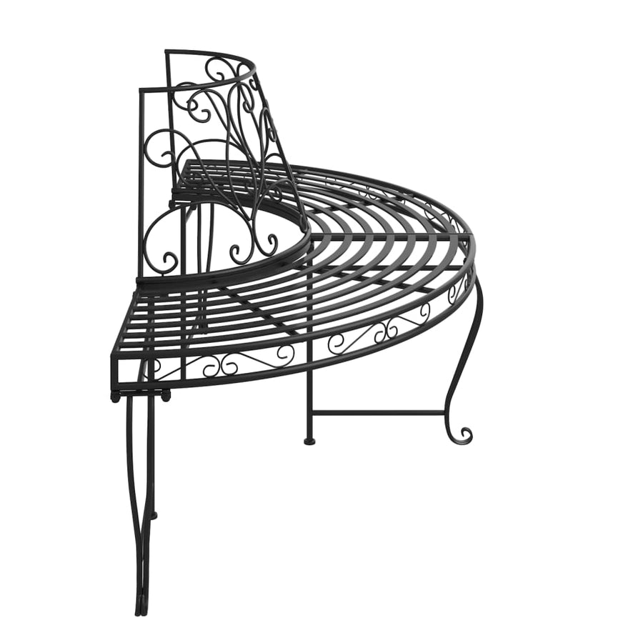 Boombanken 2 St Halfrond Ø160 Cm Staal Zwart