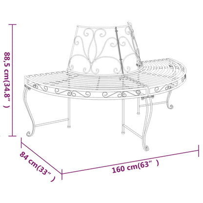 Boombanken 2 St Halfrond Ø160 Cm Staal Zwart