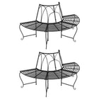 Tree benches 2 pcs semi-circular Ø159 cm steel black