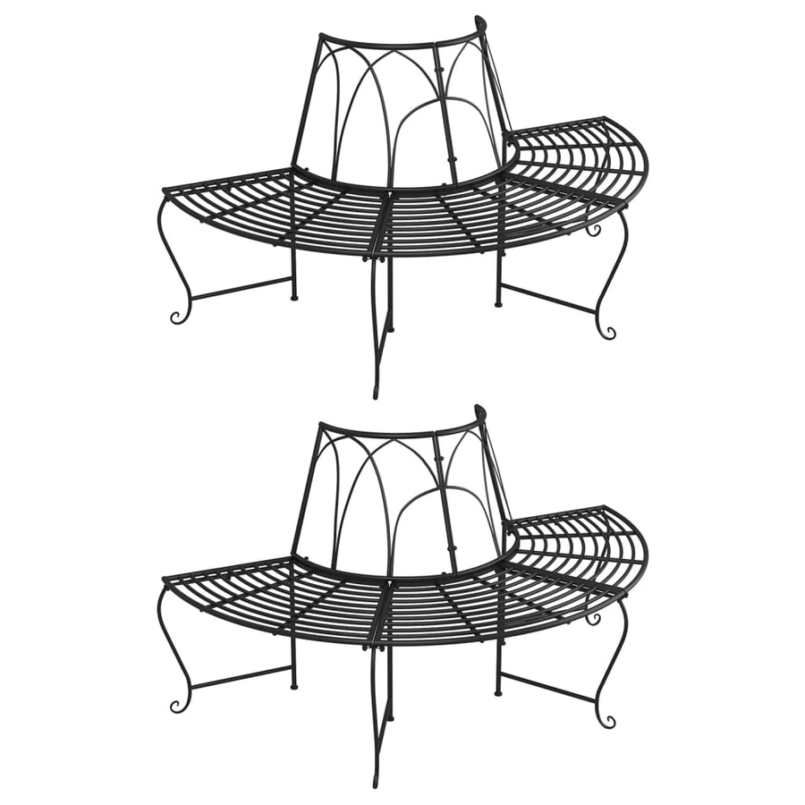 Boombanken 2 St Halfrond Ø159 Cm Staal Zwart
