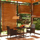 3-delige Tuinset poly rattan en gehard glas zwart