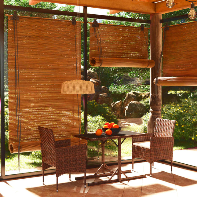 3-delige Tuinset poly rattan en gehard glas bruin