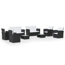 -Delige Loungeset Met Kussens Poly Rattan 8 Zwart