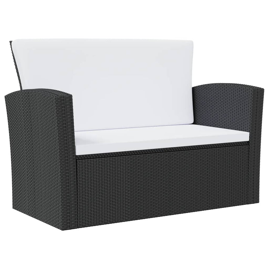 -Delige Loungeset Met Kussens Poly Rattan 8 Zwart