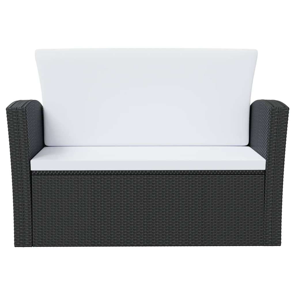 -Delige Loungeset Met Kussens Poly Rattan 8 Zwart