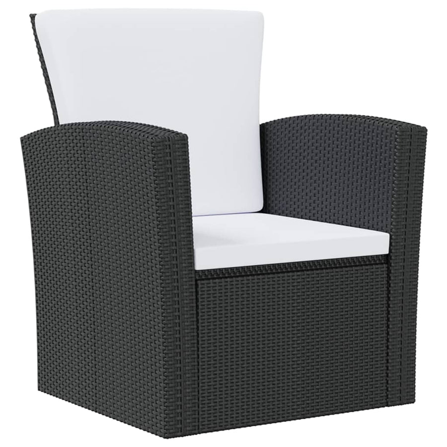 -Delige Loungeset Met Kussens Poly Rattan 8 Zwart