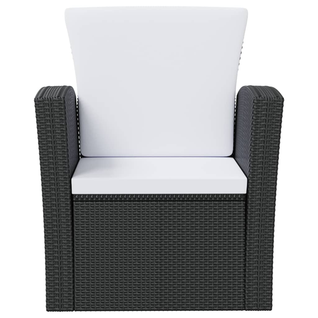 -Delige Loungeset Met Kussens Poly Rattan 8 Zwart