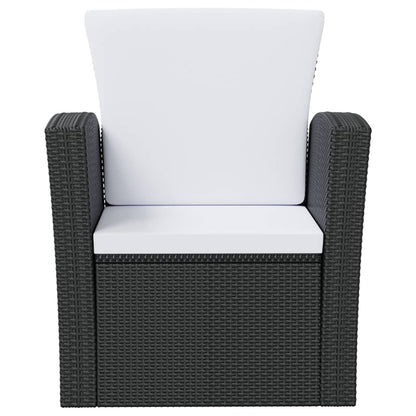 -Delige Loungeset Met Kussens Poly Rattan 8 Zwart