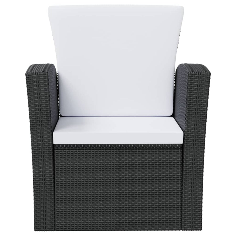 -Delige Loungeset Met Kussens Poly Rattan 8 Zwart