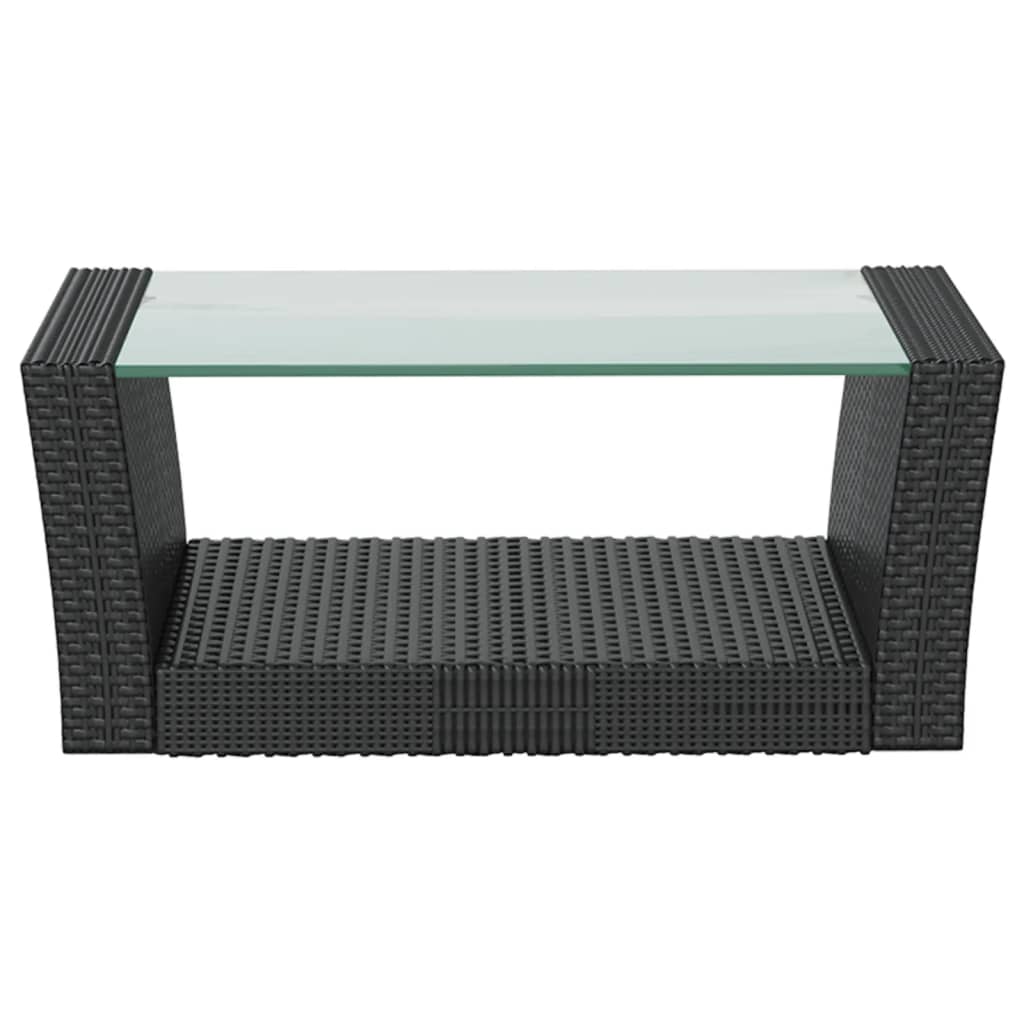 -Delige Loungeset Met Kussens Poly Rattan 8 Zwart