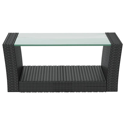 -Delige Loungeset Met Kussens Poly Rattan 8 Zwart