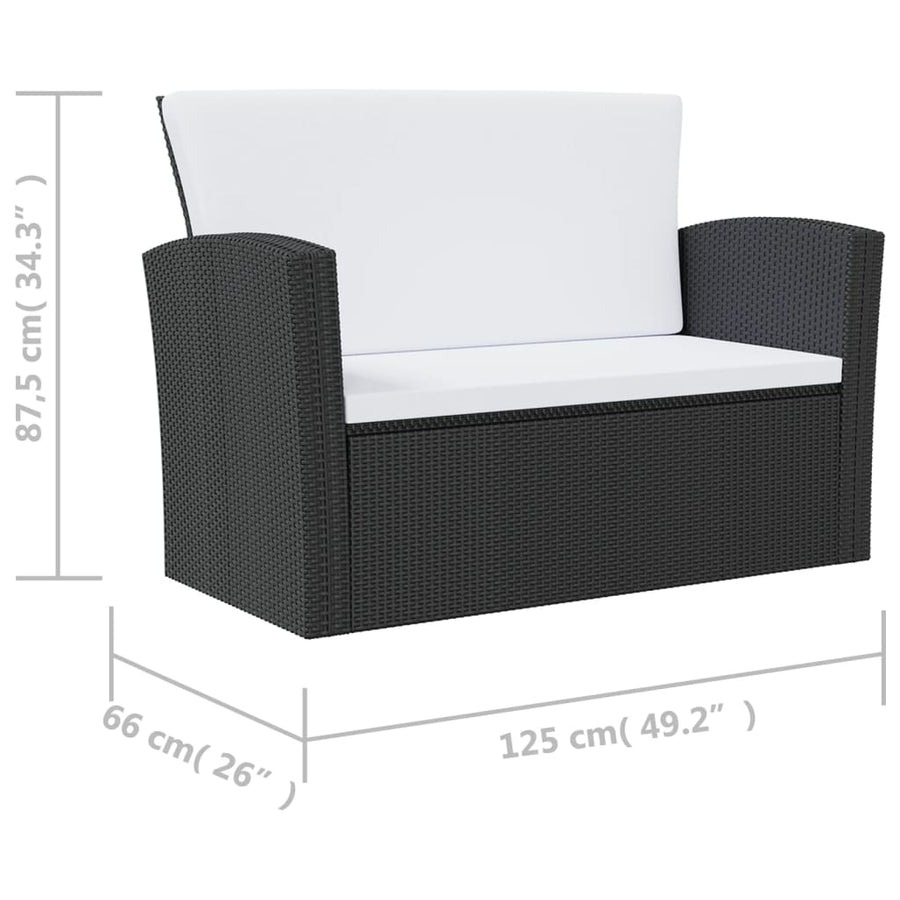 -Delige Loungeset Met Kussens Poly Rattan 8 Zwart