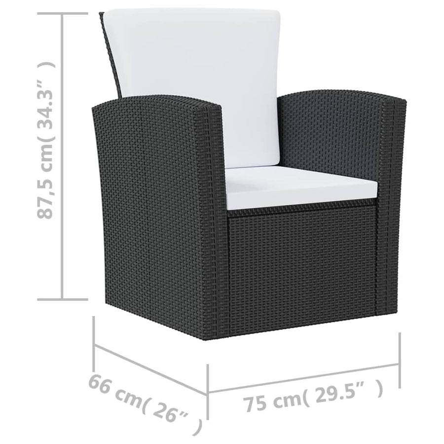 -Delige Loungeset Met Kussens Poly Rattan 8 Zwart