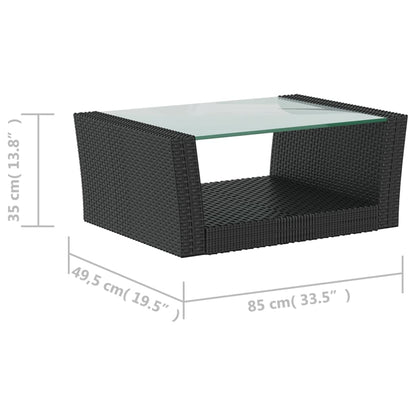 -Delige Loungeset Met Kussens Poly Rattan 8 Zwart